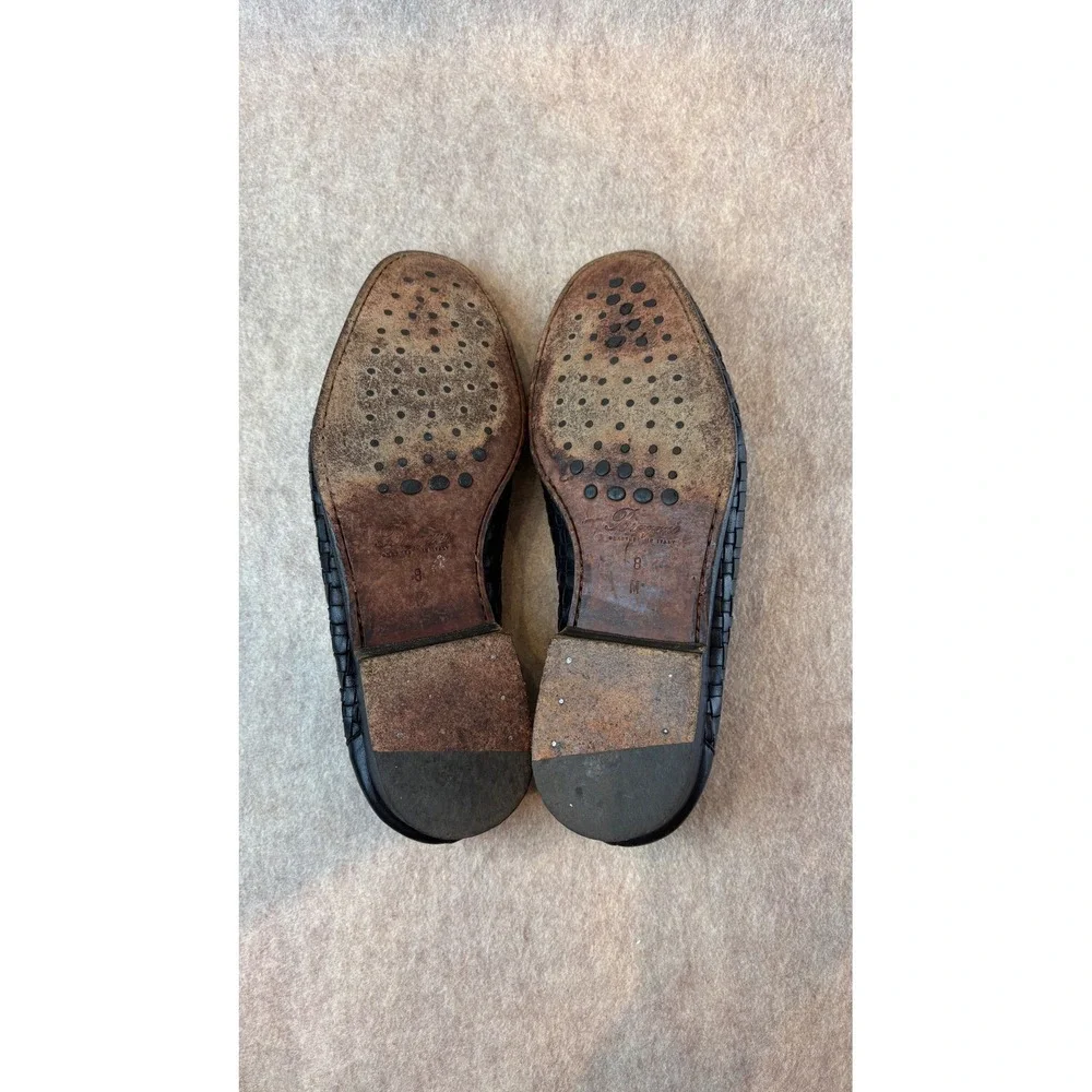 Bragano Made in Italy Mens Woven Leather Loafers Black Size 8 M C01154
